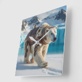 Steampunk Polar Beer Warrior Vierkante Klok (Hoek)