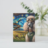 Steampunk Poodle en eenden Briefkaart (Staand voorkant)