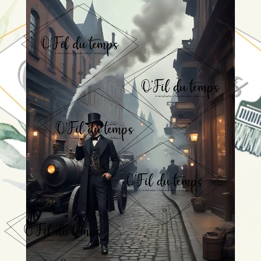 Steampunk Post Apocalyptic Cities Decoupage v9 Tissuepapier