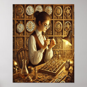 Steampunk Poster 12, De leerling van de klokkenmak