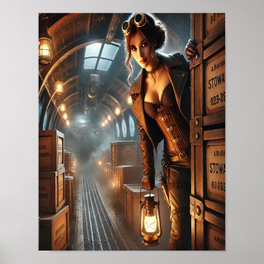 Steampunk Poster 32, het luchtschip Stowaway (Voorkant)