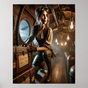 Steampunk Poster 42, het luchtschip Stowaway