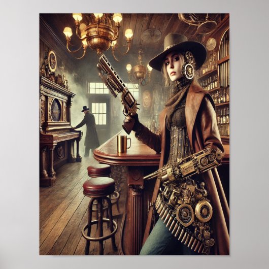 Steampunk Poster 59 De mechanische Gunslinger (Voorkant)