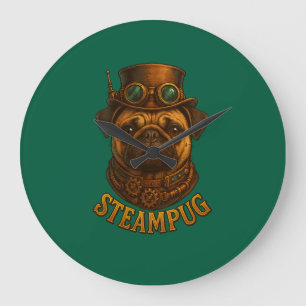 Steampunk Pug Wandklok - vintage "Steampug" Grote Klok