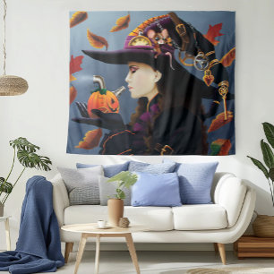 Steampunk Pumpkin Witch Wandkleed