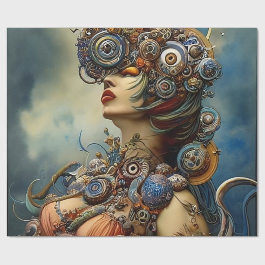 Steampunk Queen Art inpakpapier (Vlak)