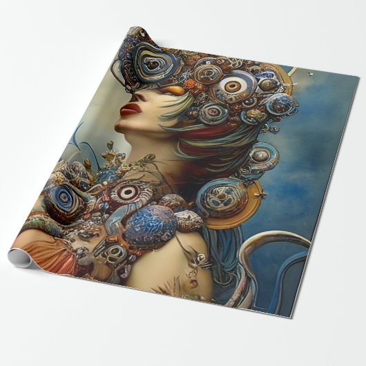 Steampunk Queen Art inpakpapier (Uitgerold)