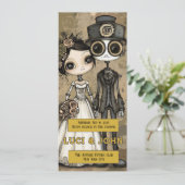Steampunk Quirky Wedding Invites Kaart (Staand voorkant)