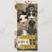 Steampunk Quirky Wedding Invites Kaart (Voorkant / Achterkant)