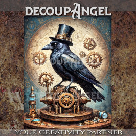 Steampunk Raaf Decoupage Tissuepapier