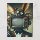 Steampunk Rabbit Man Met een TV Head Static Briefkaart (Voorkant)