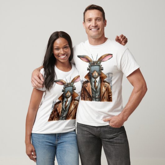  Steampunk Rabbit Man Met een tv op Zijn Hoofd T-shirt (Unisex)