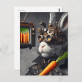 Steampunk Rabbit Man Met een  TV Wortelen Briefkaart (Voorkant / Achterkant)