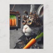 Steampunk Rabbit Man Met een  TV Wortelen Briefkaart (Voorkant)