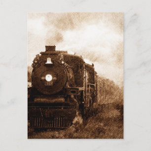 Steampunk Railroad Antiek Steam Train Briefkaart