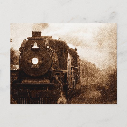 Steampunk Railroad Antiek Steam Train Briefkaart (Voorkant)