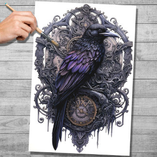 Steampunk Raven 2 Decoupage papier