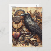 Steampunk Raven Briefkaart (Voorkant / Achterkant)