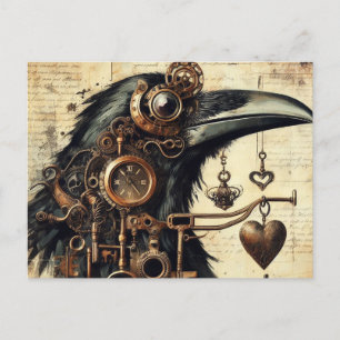 Steampunk Raven Briefkaart