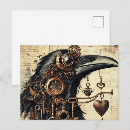 Steampunk Raven Briefkaart (Voorkant / Achterkant)