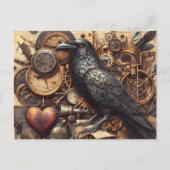 Steampunk Raven Collage Briefkaart (Voorkant)