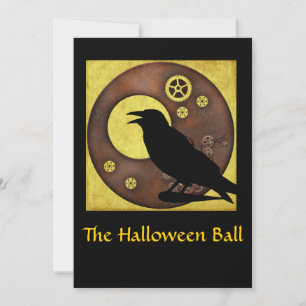 Steampunk Raven Halloween Kaart