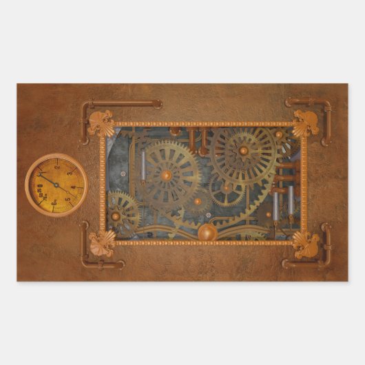 Steampunk Rechthoekige Sticker (Voorkant)