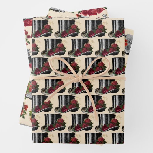 Steampunk Red Binocles Pet Kerstmis Inpakpapier Vel (In situ)