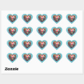 Steampunk Red Blue en Gold Heart Hart Sticker (Vel)