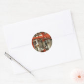 Steampunk - Red pipe headache Ronde Sticker (Envelop)