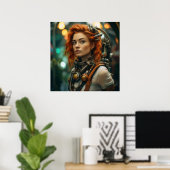 Steampunk Redhead Warrior Meisje Poster (Thuiskantoor)