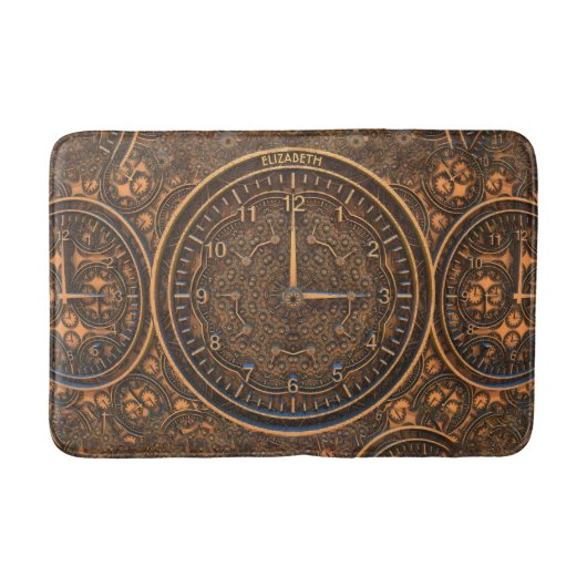 Steampunk Retro Rusty Art Deco Clock Badmat (Voorkant)