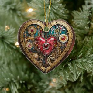 Steampunk Robijnen En Dolken Krijger Valentijn Keramisch Ornament