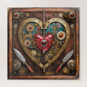 Steampunk Robijnen En Dolken Krijger Valentijn Legpuzzel