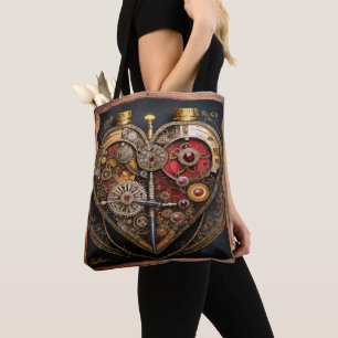 Steampunk Robijnen En Tandwielen Donker Hart Draagtas