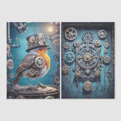 Steampunk Robin: Vleugels van Messing - Decoupage Tissuepapier (Voorkant)