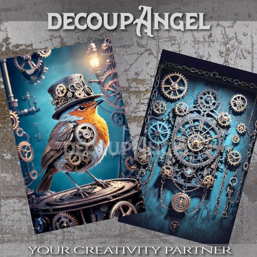 Steampunk Robin: Vleugels van Messing - Decoupage Tissuepapier
