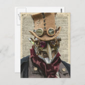 Steampunk Robot Collage over oude kunstpagina Briefkaart (Voorkant / Achterkant)