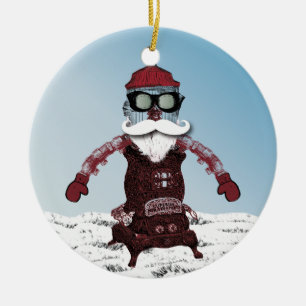 Steampunk Robot One Cool and Hip Santa Keramisch Ornament