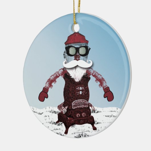 Steampunk Robot One Cool and Hip Santa Keramisch Ornament (Links)