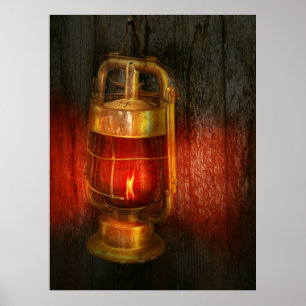 Steampunk - Rode lichte wijk Poster