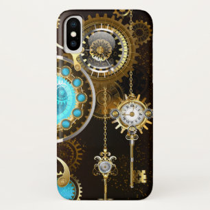 Steampunk roestige achtergrond met turkooizen lenz iPhone x hoesje