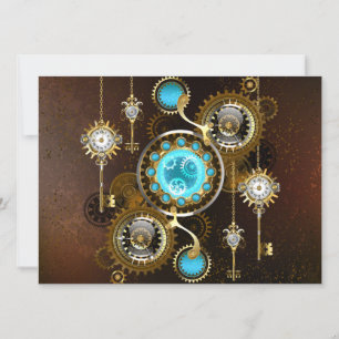 Steampunk roestige achtergrond met turkooizen lenz kaart