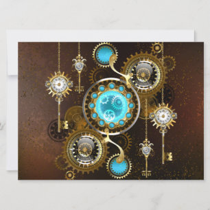 Steampunk roestige achtergrond met turkooizen lenz kaart