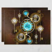 Steampunk roestige achtergrond met turkooizen lenz programma (Voorkant / Achterkant)