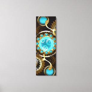 Steampunk roestige achtergrond met turquoise glaze canvas afdruk