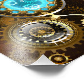 Steampunk roestige achtergrond met turquoise glaze foto afdruk (Hoek)