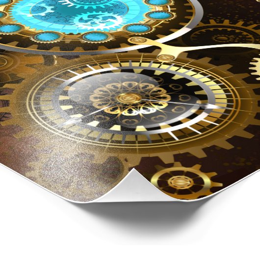 Steampunk roestige achtergrond met turquoise glaze foto afdruk (Hoek)