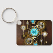 Steampunk roestige achtergrond met turquoise glaze sleutelhanger (Achterkant)