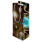 Steampunk roestige achtergrond met turquoise glaze wijn cadeautas (Achterkant Gekanteld)